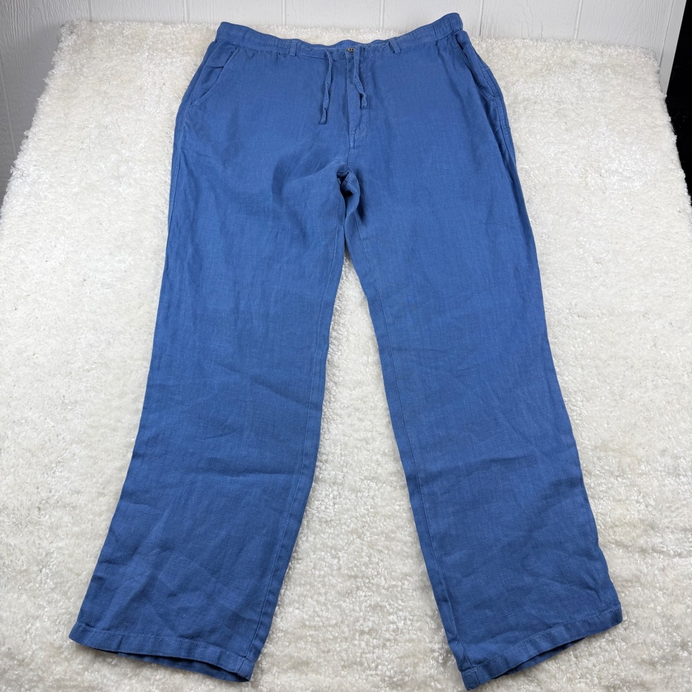 The‎ Territory Ahead Mens XXL/32 Blue 100% Linen Drawstring Straight Leg Pants